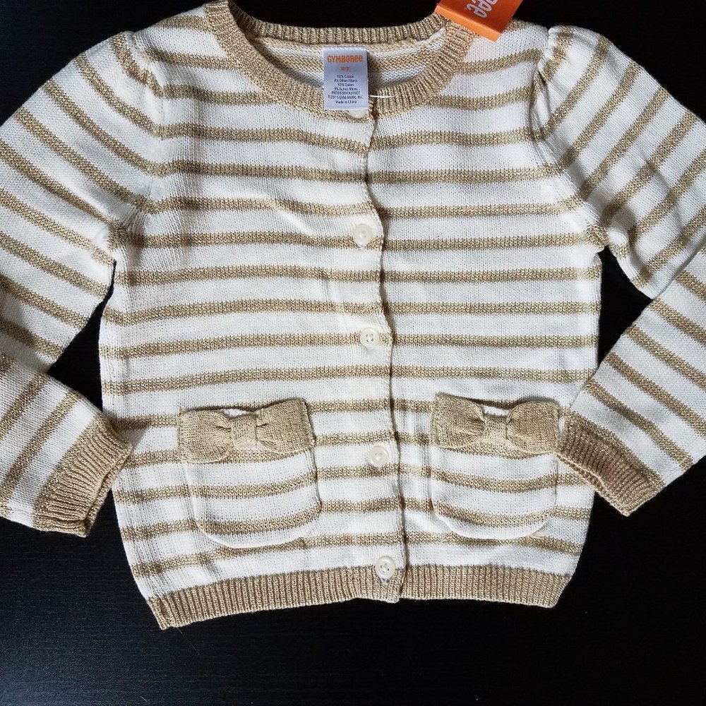 New Gymboree‎ Gold Sparkle Striped Sweater Sz 2T